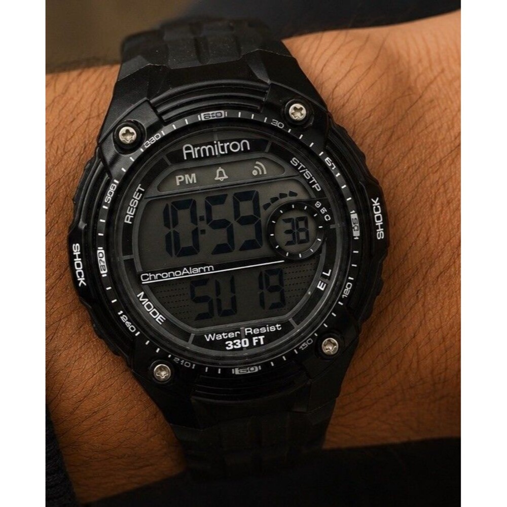 Armitron 40/8189BLK, Digital Resin Watch, 330 FT, Chronograph, Alarm, Light
